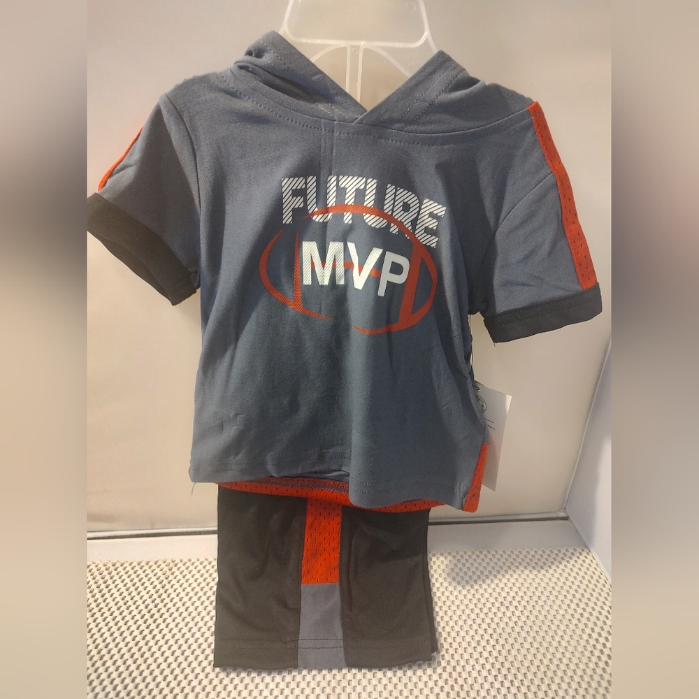 Athletic Works shirt with hood and shorts set Baby Boys Toddler 18 Months MVP